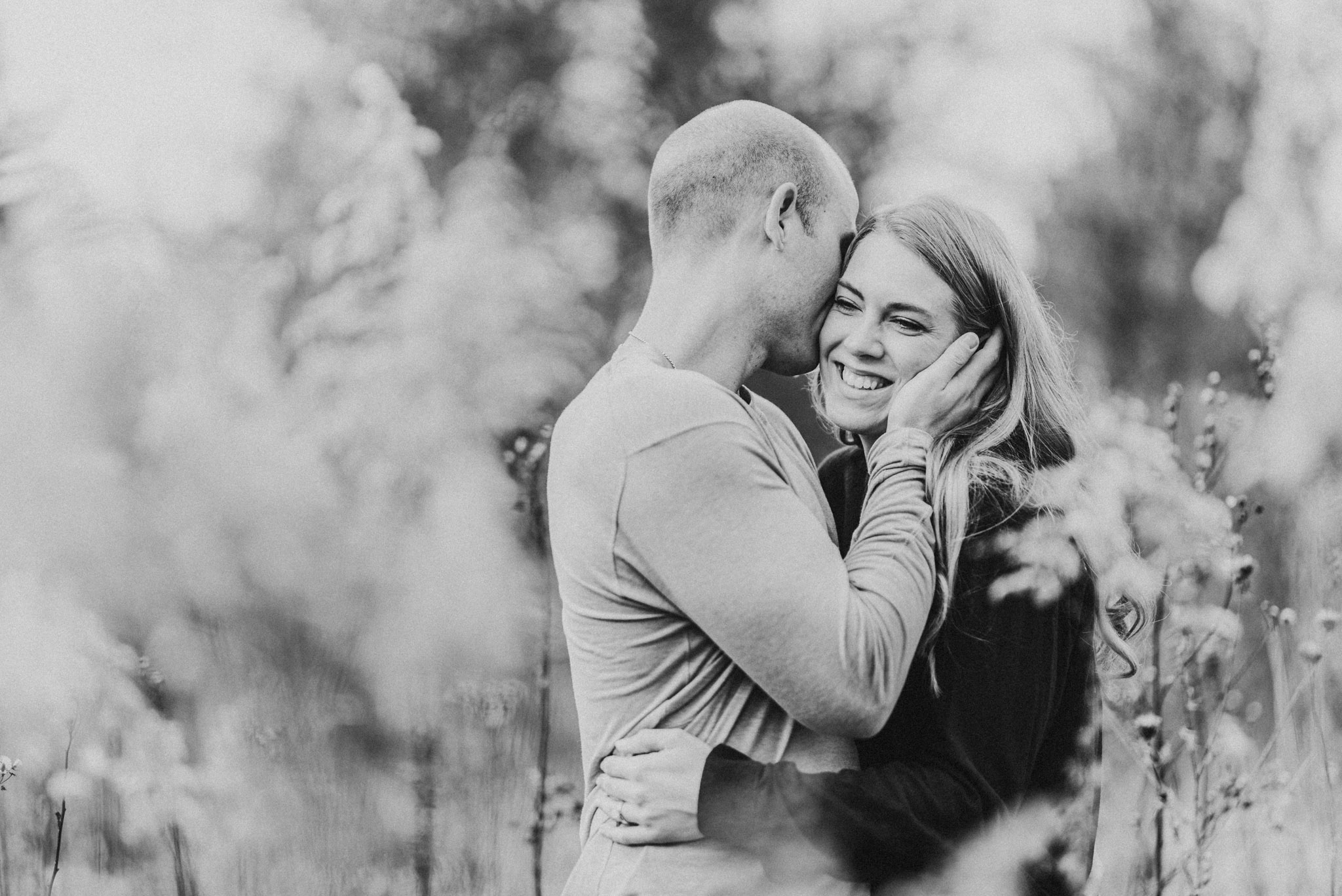 fall blowing rock engagement photo