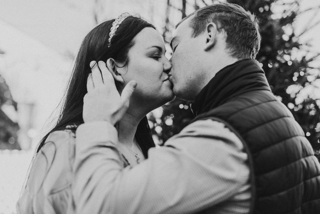 winter engagement photo blowing rock