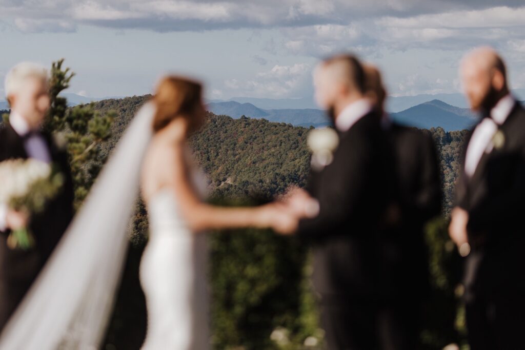 Rockwood Lodge Highlands, NC mountain view wedding ceremony