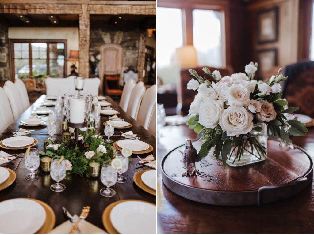 Intimate wedding reception in the Highlands of NC at Rockwood Lodge