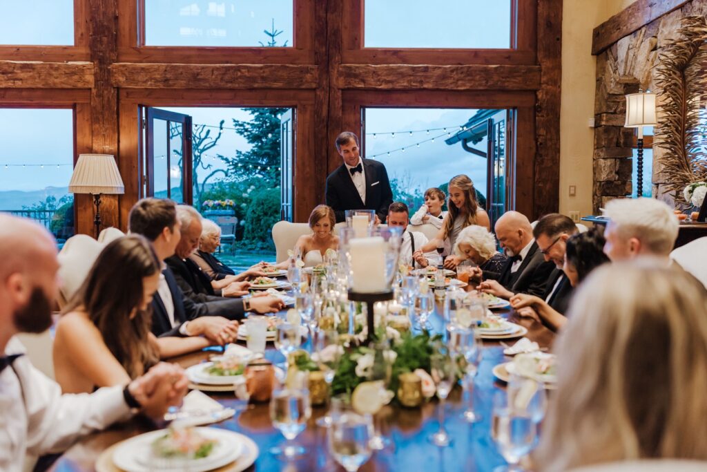 Intimate dinner reception at Rockwood Lodge