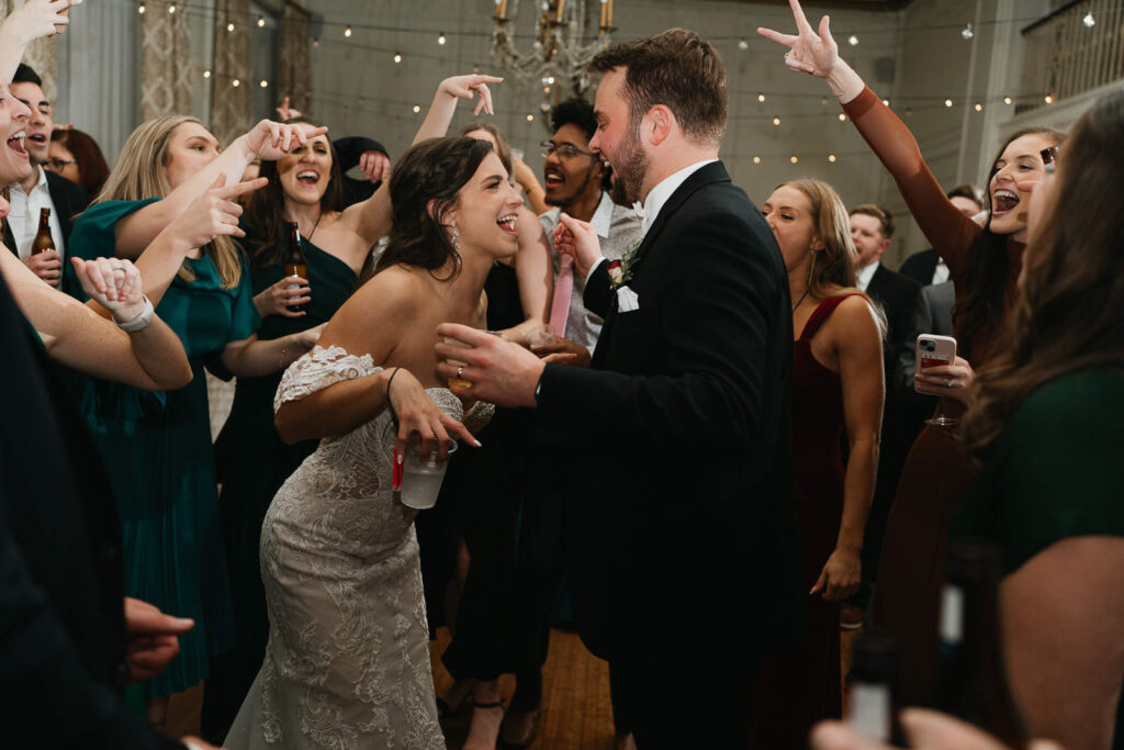 dancing at a winter wedding 