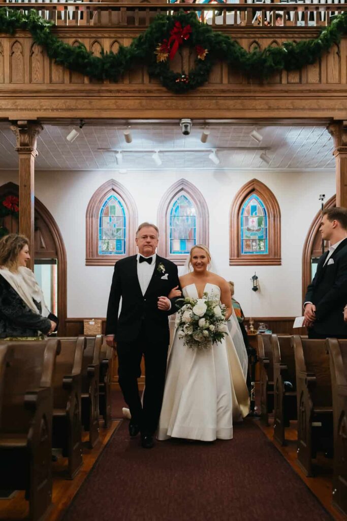 st peters catholic church bride walking down the aisle