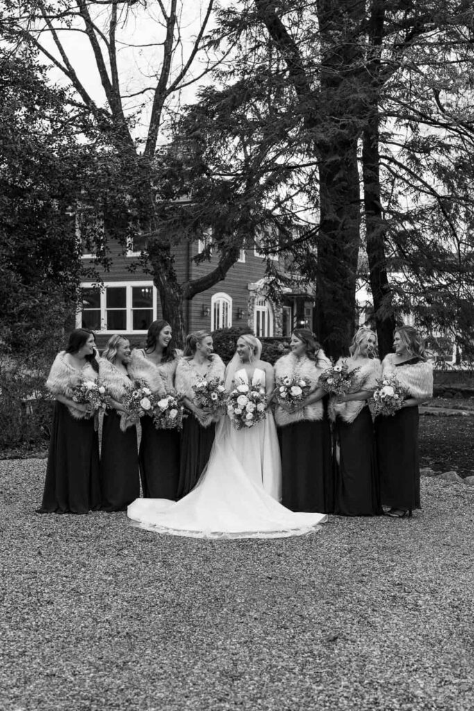 bridesmaids wedding portrait vanlandingham estate in charlotte, nc