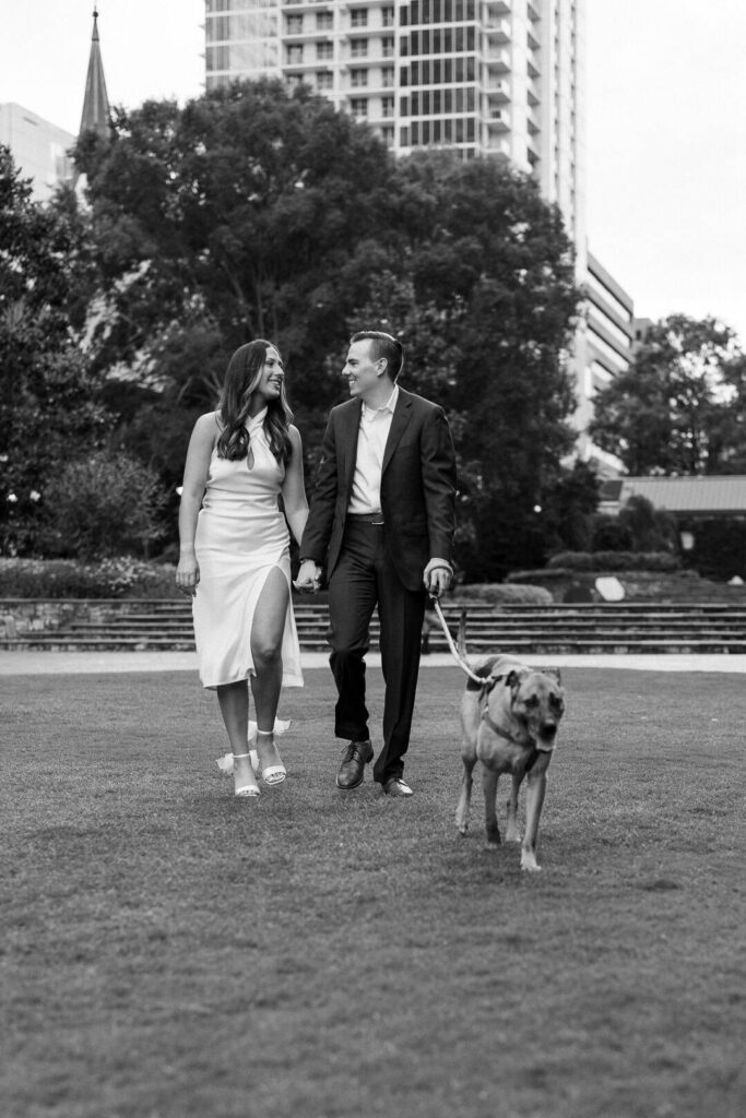 urban charlotte engagement session with dog