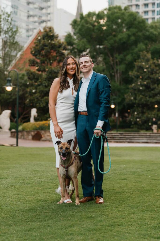 uptown charlotte engagement session with dog